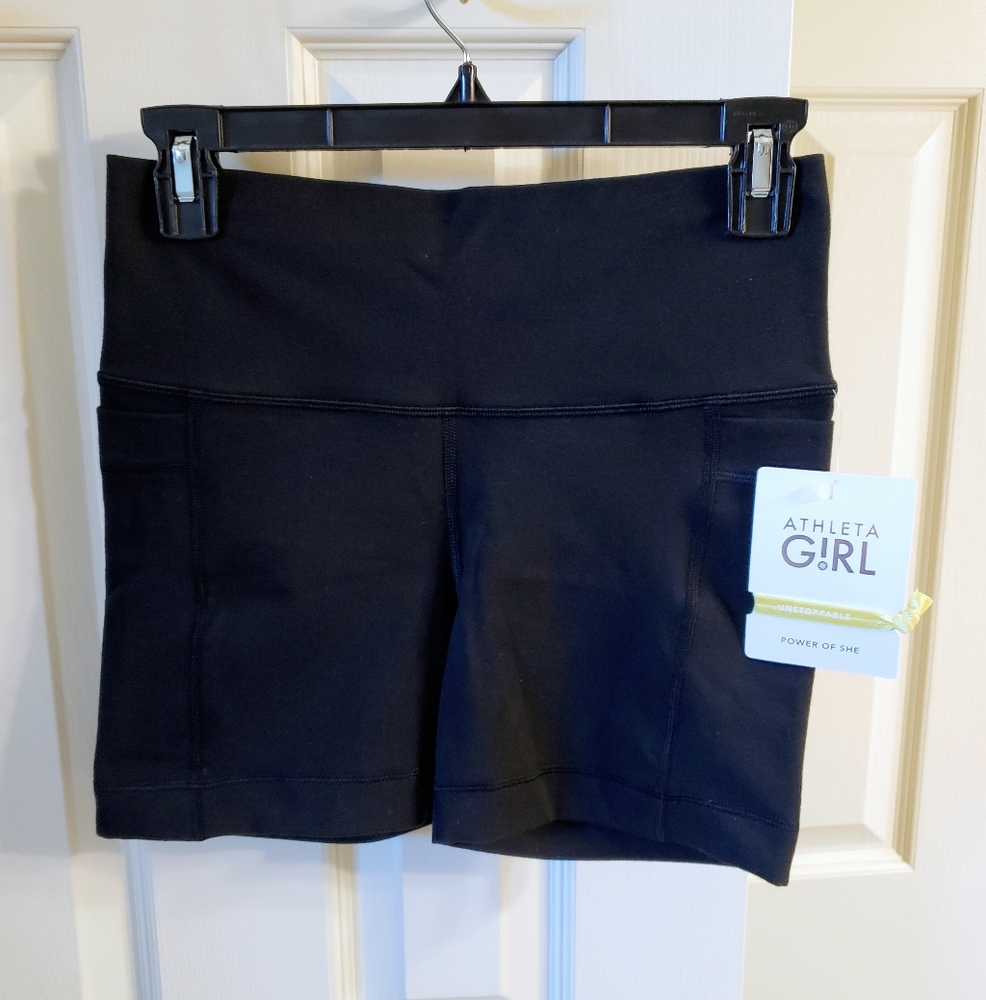 NWT Athleta Girl 4in Black Bike Shorts Size XL/14